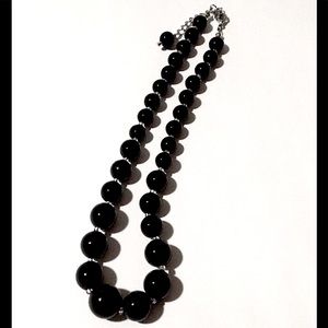 🆕🔥EXPRESS CHIC BLACK BEADED MULTIPLE SIZE BEADS:ADJUSTABLE SILVER-CLASP